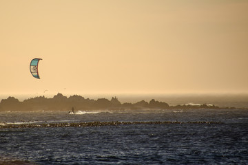 kite surfing on the beach