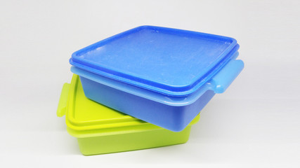 stack of plastic box package isolated on white background use for multipurpose