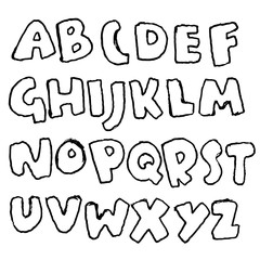 Handdrawn pen contours bold font. Modern grunge lettering. Vector illustration.