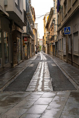 Granada, Spain, April 2020, empty streets of Granada during the covid-19 pandemic.