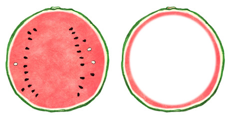 スイカ半分とスイカのフレーム