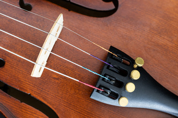 close up violin strings detail top view wallpaper