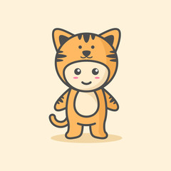 Cute cat costume character vector illustration