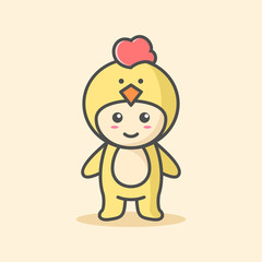 Cute chicken costume character vector illustration