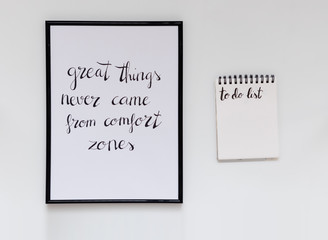 Handwritten quote with to - do list, in lettering, courageous quote
