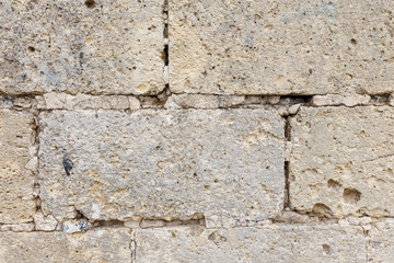 Dirty uneven brickwall texture background or backdrop with stains and cement smears