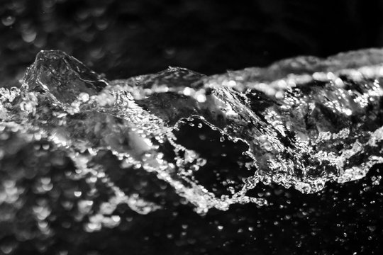 Black And White Water Splash On Black Background