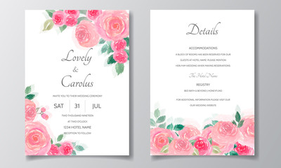 Fototapeta na wymiar Floral watercolor wedding invitation card