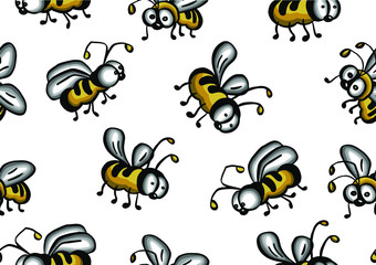 Vector  illustration of honey bee on white background