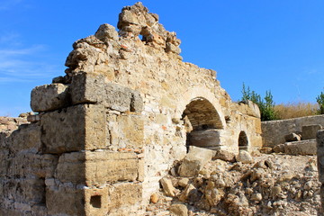 Antique ruins and sights of the Turkish resort town of Side