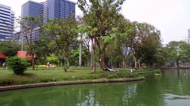 Lumphini Park (also&nbsp;Lumpini&nbsp;or&nbsp;Lumpinee) in Pathum Wan district - Bangkok, Thailand - 22nd of January 2020