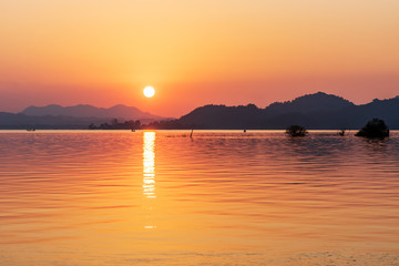 sunset over the lake