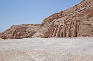 Exterior of two ancient egyptian temples at Abu Simbel