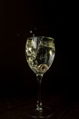 wine glass on black