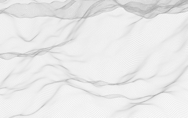 Abstract landscape on a white background. Cyberspace grid. hi tech network. 3d illustration