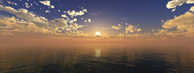 panorama of sea sunset, sunrise, Banner	
