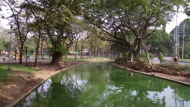 Lumphini Park (also&nbsp;Lumpini&nbsp;or&nbsp;Lumpinee) in Pathum Wan district - Bangkok, Thailand - 22nd of January 2020