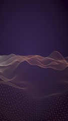 Abstract landscape background. Cyberspace purple grid. hi tech network. 3D illustration