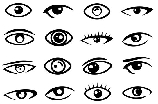Eye icon set vector, eyes symbol collection for design, white background