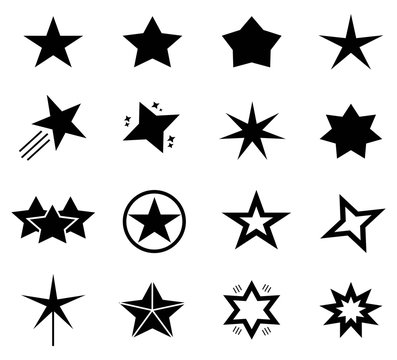 set of star icon, star symbol vector in white background