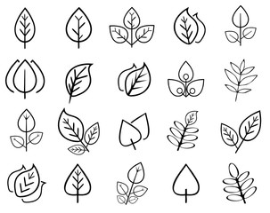 leaf icon collection, leaf symbol vector illustration in white background