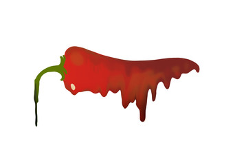 Pepper with dripping  paint. Creative food concept.