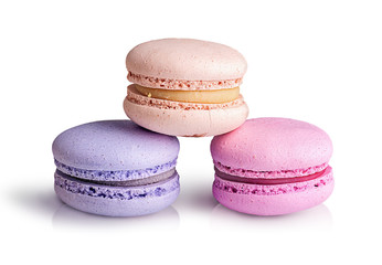 Three macaroons stacked in a pyramid
