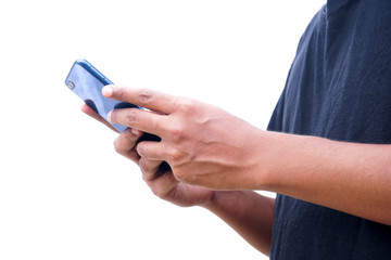 Young Indian man using smartphone