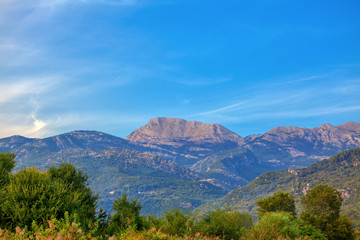 rocky mountains range scenery and blue sky 