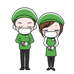 マスクをつけたスーパーマーケットの店員