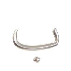 Arabic Alphabet letter Ba, 3d rendering of Arabic font in Silver Metalic Color