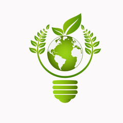 green idea bulb leaf nature energy icon logo design