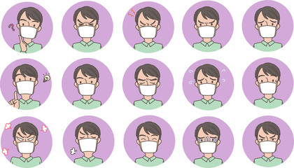 男性マスクアイコンセット１