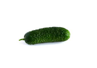 Green cucumbers on a white background. Vegetables