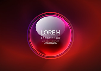 Glowing neon shiny transparent bubbles, glass circles or bio cell concept. Techno futuristic vector abstract background For Wallpaper, Banner, Background, Card, Book Illustration, landing page