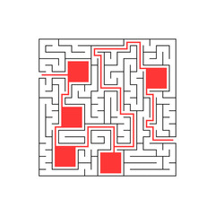 Abstact labyrinth. Educational game for kids. Puzzle for children. Maze conundrum. Find the right path. Vector illustration. With answer.