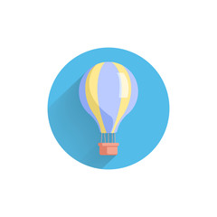 hot air balloon colorful flat icon with long shadow. hot air balloon flat icon