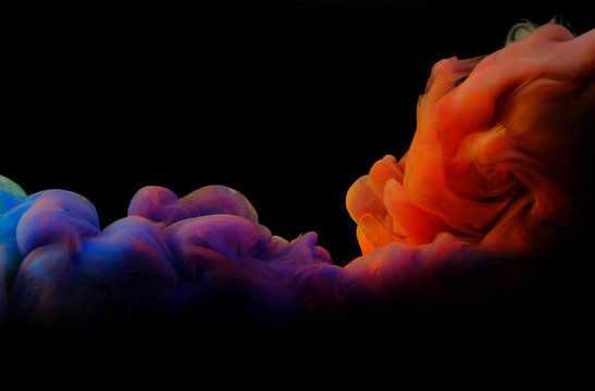  Abstract color mix , color drops in water , drop of Ink color mix paint falling on water Colorful ink in water,