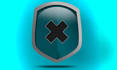 Shield and cross x mark icon