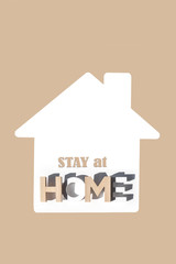 Stay home. Hands in medical gloves keep the word home. Coronavirus and protection against covid 19....