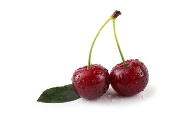 Cherries with leaf