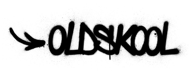 graffiti oldskool text sprayed in black over white