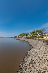 Hamburg, Germany. The river Elbe with beach and the district of Blankenese.