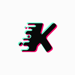 initial letter with glitch liquid effect. tiktok font.