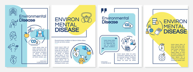 Environmental disease brochure template. CVD causes, air pollution flyer, booklet, leaflet print, cover design with linear icons. Vector layouts for magazines, annual reports, advertising posters