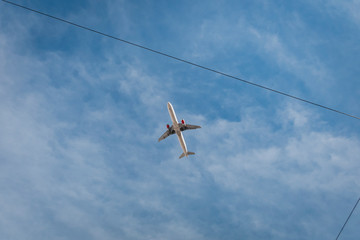 airplane in the blue sky