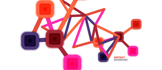Abstract square dot connections, flat style multicolored geometric background for Wallpaper, Banner, Background, Card, Book Illustration, landing page or poster design