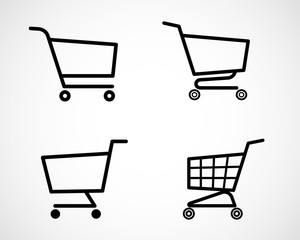 Shopping cart flat designs, Set linear icon illustration for web, mobile apps.
