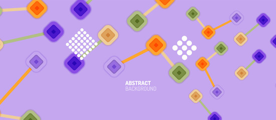 Abstract square dot connections, flat style multicolored geometric background for Wallpaper, Banner, Background, Card, Book Illustration, landing page or poster design