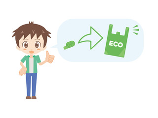 人物＿エコバック＿折りたたみ_男性＿グリーン